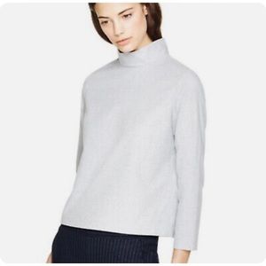 Babaton Aritizia Blair Grey Mock Neck Flannel Blouse Top in Gray Sz L